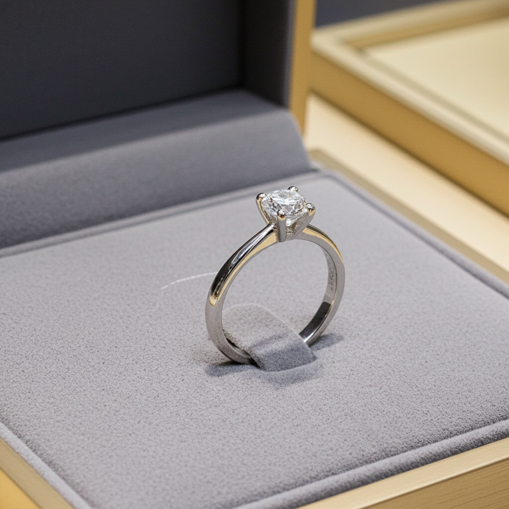 Anello Solitario - 18carati Oro bianco - 0.43ct. tw. Diamante (Naturale)