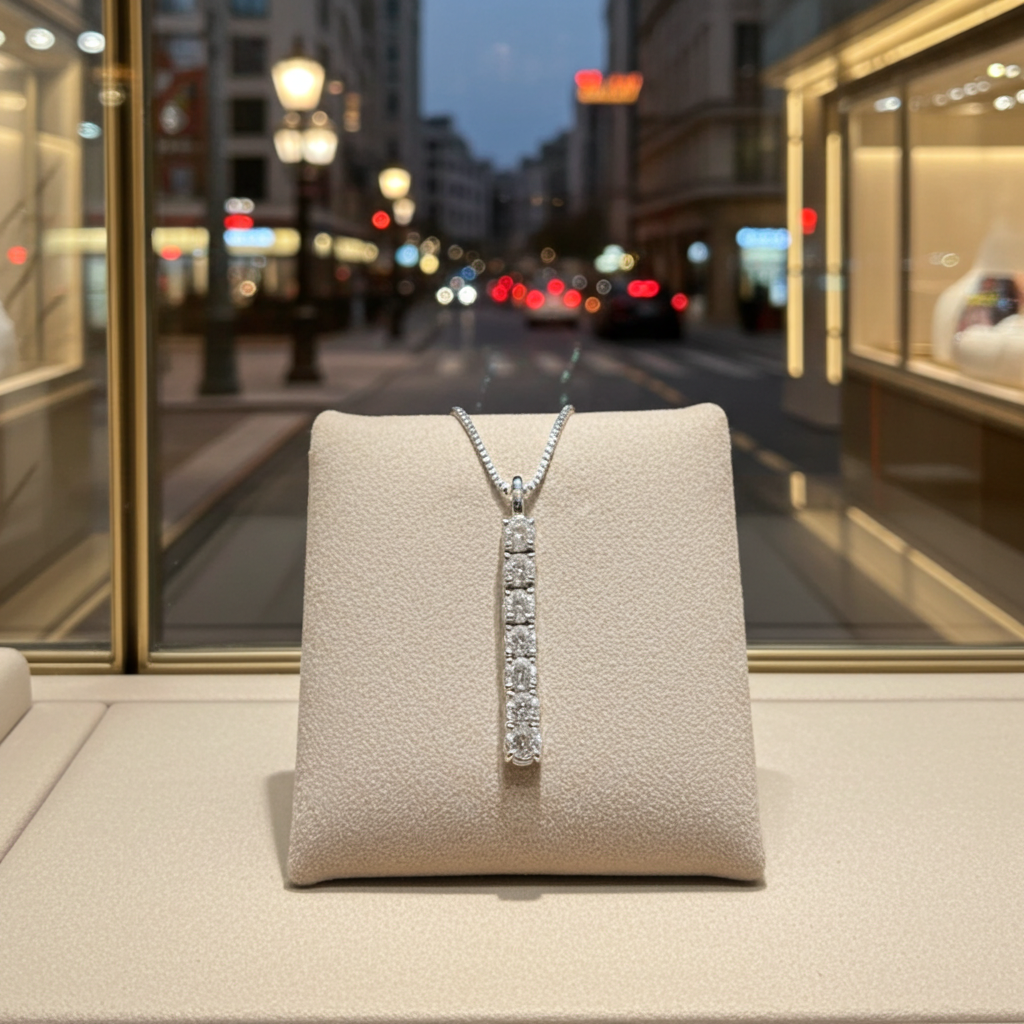 Ciondolo tennis in oro e diamante naturale 0.32ct