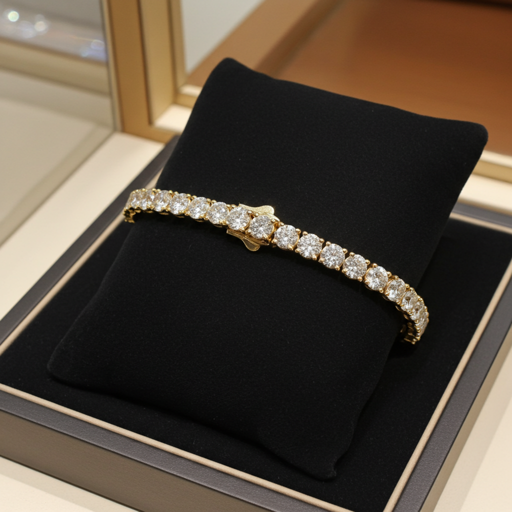 bracciale tennis in oro giallo 18k diamanti naturali 6,85ct