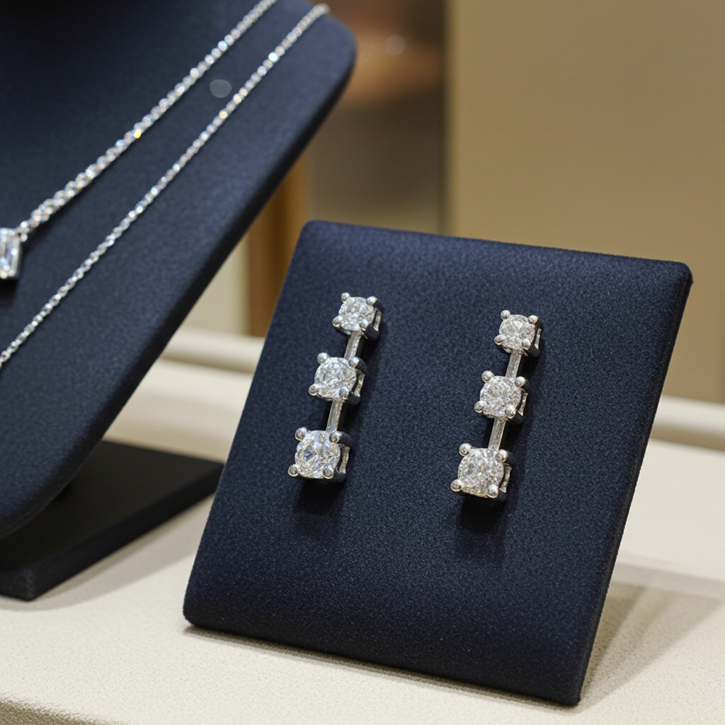 Orecchini punto luce trilogy in oro bianco e diamanti naturali 0.30ct