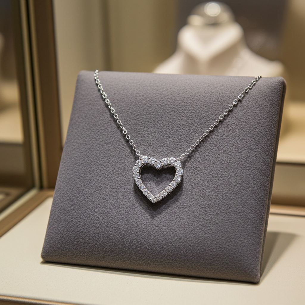 Collana cuore in oro e diamanti naturali 0.54ct