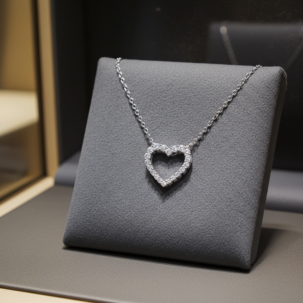 Collana cuore in oro e diamanti naturali 0.54ct