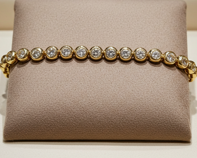 Tennis bracelet - 18kt Yellow Gold - 5.00ct. tw. Diamond (Natural)