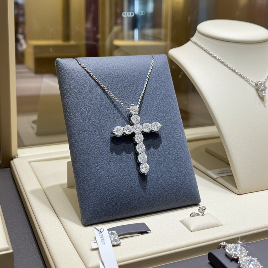 ciondolo croce certificato HRD con diamanti naturali 1,01ct