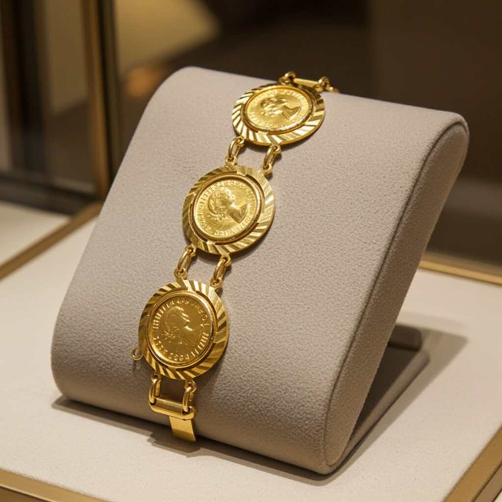 Bracciale in oro 22k con  5 sterline oro