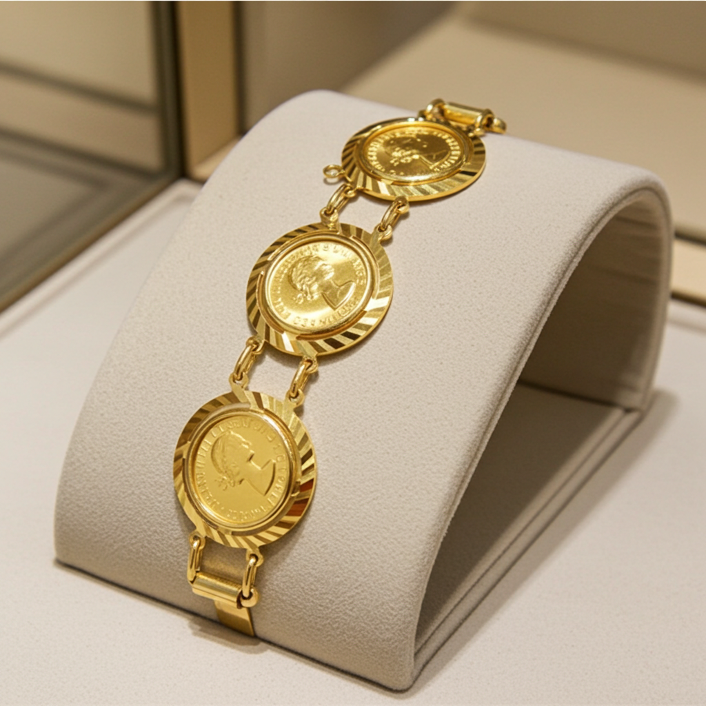 Bracciale in oro 22k con  5 sterline oro