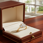 Anello trilogy in oro giallo 18k e diamanti naturali taglio smeraldo 3.03ct
