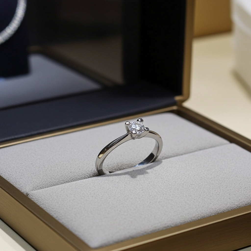 Anello solitario diamante naturale 0.20 ct certificato IGI D IF