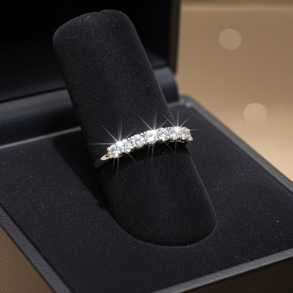 Anello veretta a 9 diamanti naturali 1.35 ct certificato IGI D VVS1