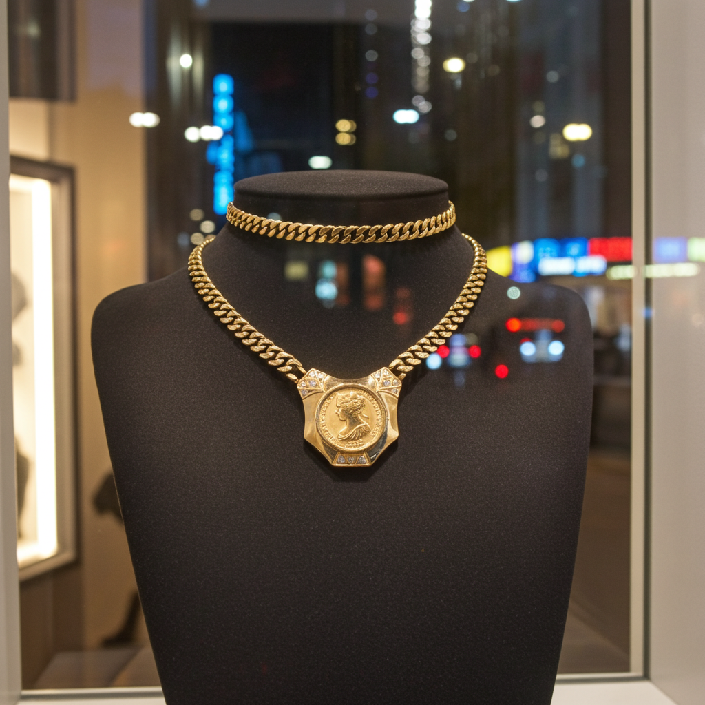 Collana in oro giallo 18k  con diamanti naturali 0.81 ct e sterline d'oro