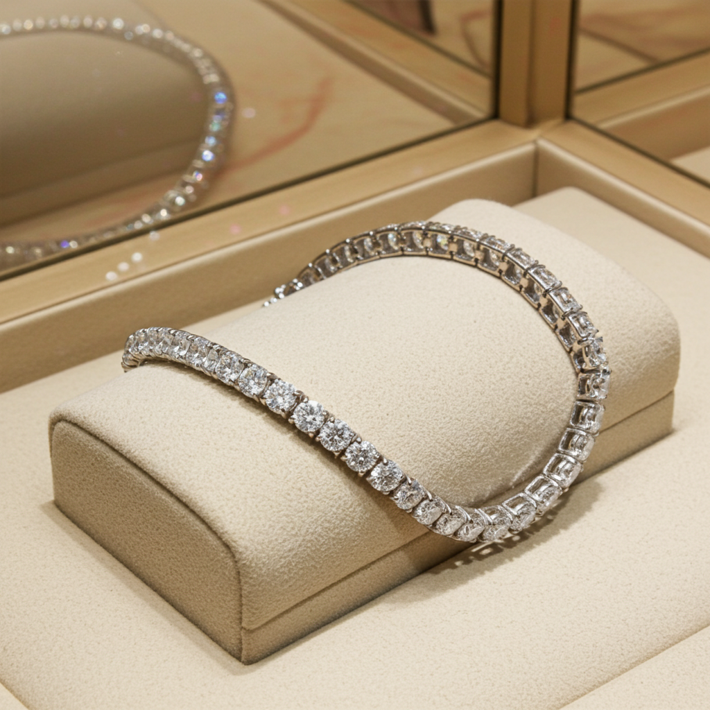bracciale tennis in oro bianco 18k e diamanti naturali 8ct