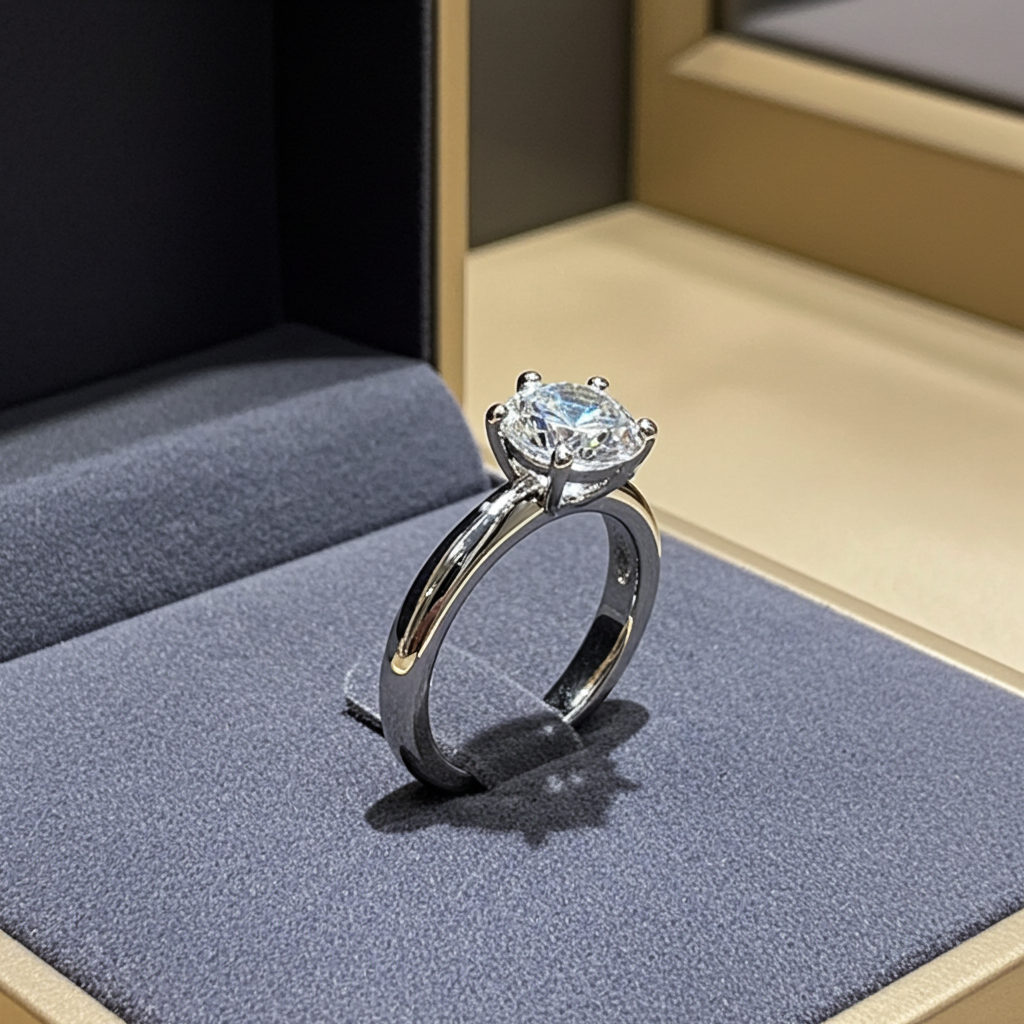 Anello solitario in oro bianco 18k e diamante naturale 1.70ct D IF
