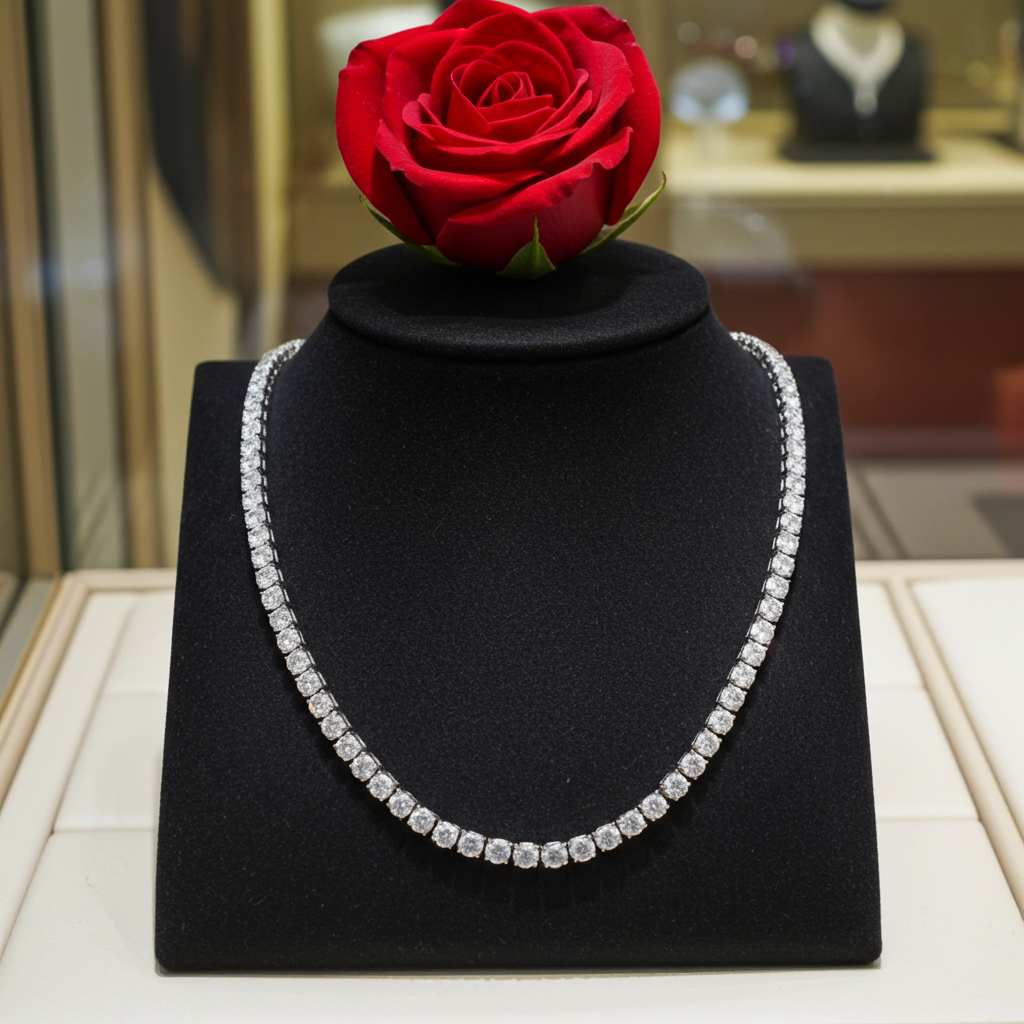 Collana collier tennis in oro e diamanti naturali 3.50ct certificato IGI
