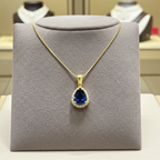 Collana in oro bianco 18k e diamanti naturali e zaffiro naturale 1.80ct