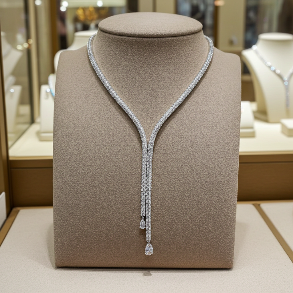 Collana Tennis - 18 carati Oro bianco - 11,34ct. tw. Diamante Naturale