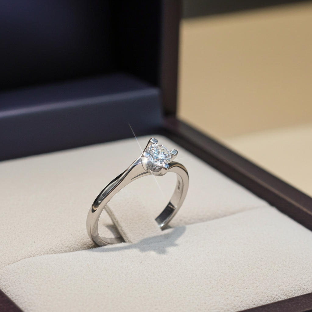 anello solitario modello Tiffany con diamante naturale 0,30 ct