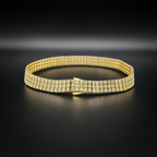 Bracciale tennis in 3 Fila diamante naturale Taglio Rotondo  6.72CT