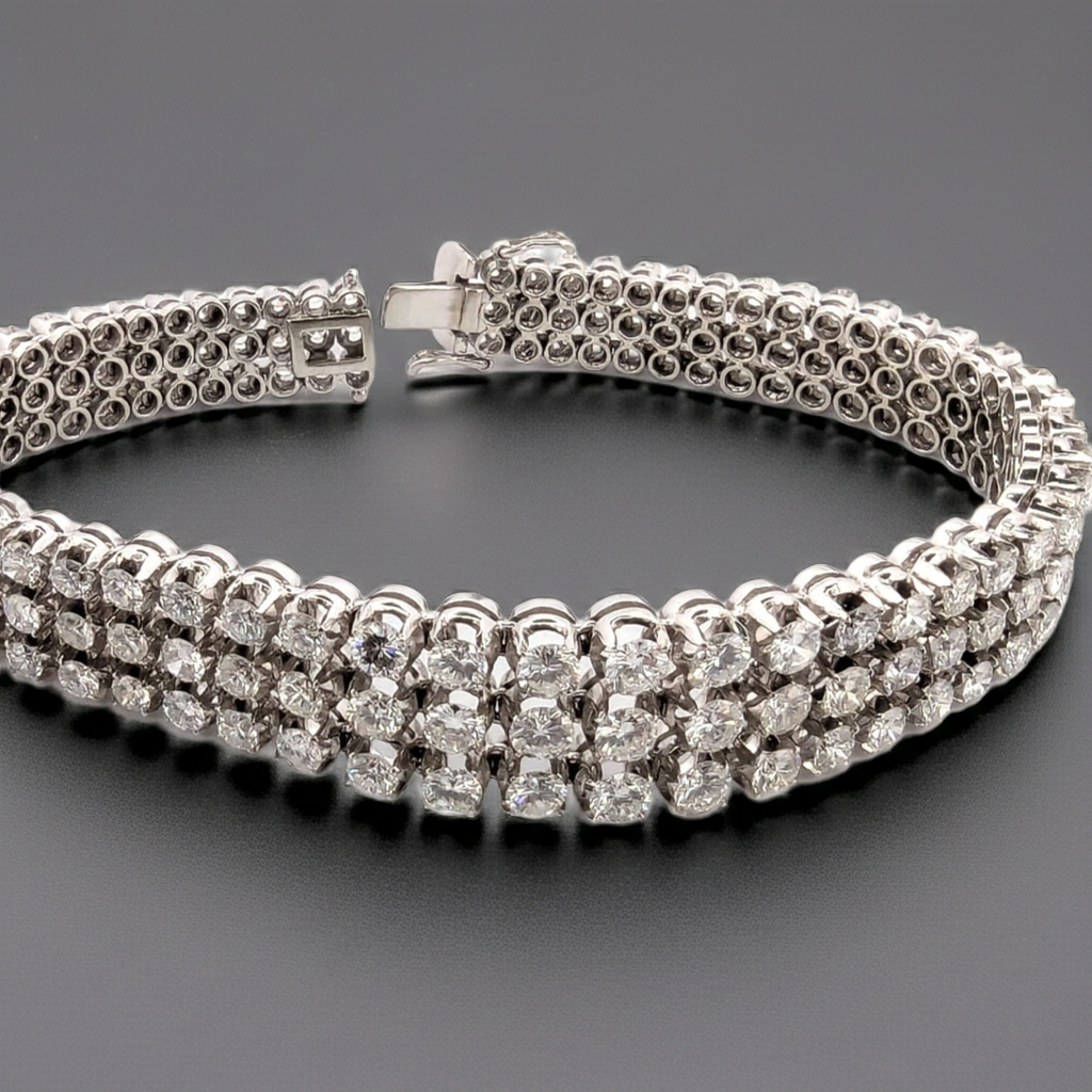 Bracciale Tennis - 18 carati Oro bianco, 14 ct Diamante (Naturale)