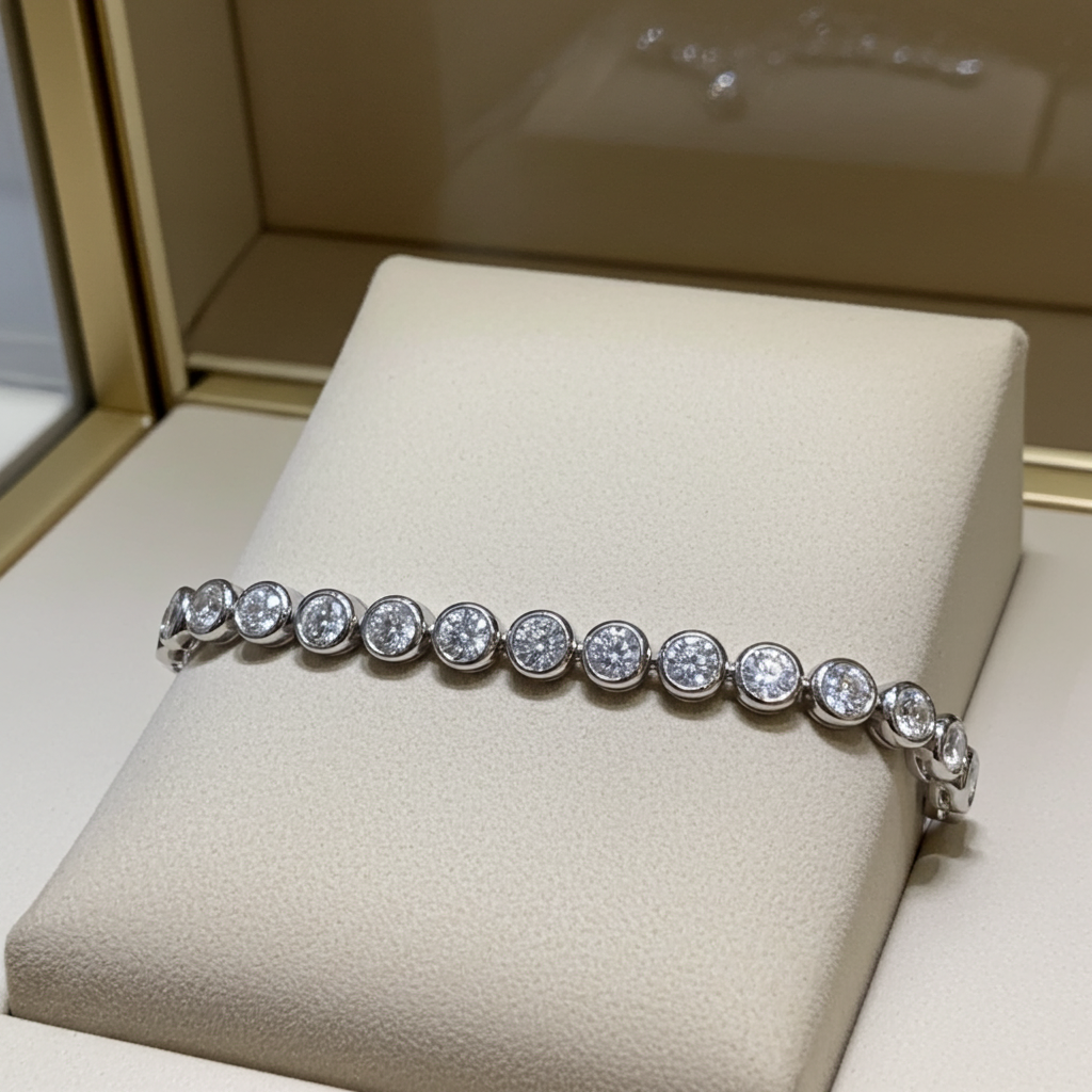 bracciale tennis a cipollina in oro bianco 18k e diamanti naturali 1,5 ct