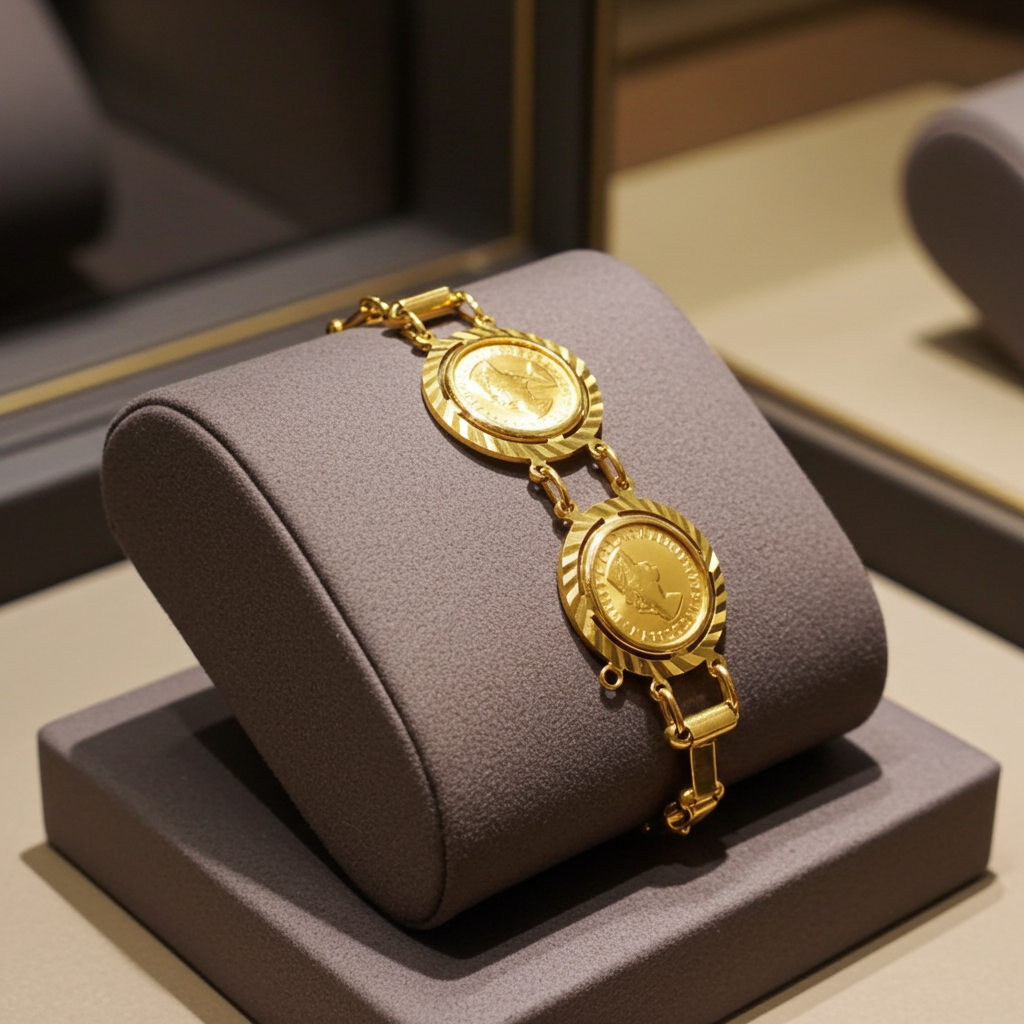 Bracciale in oro 22k con  5 sterline oro