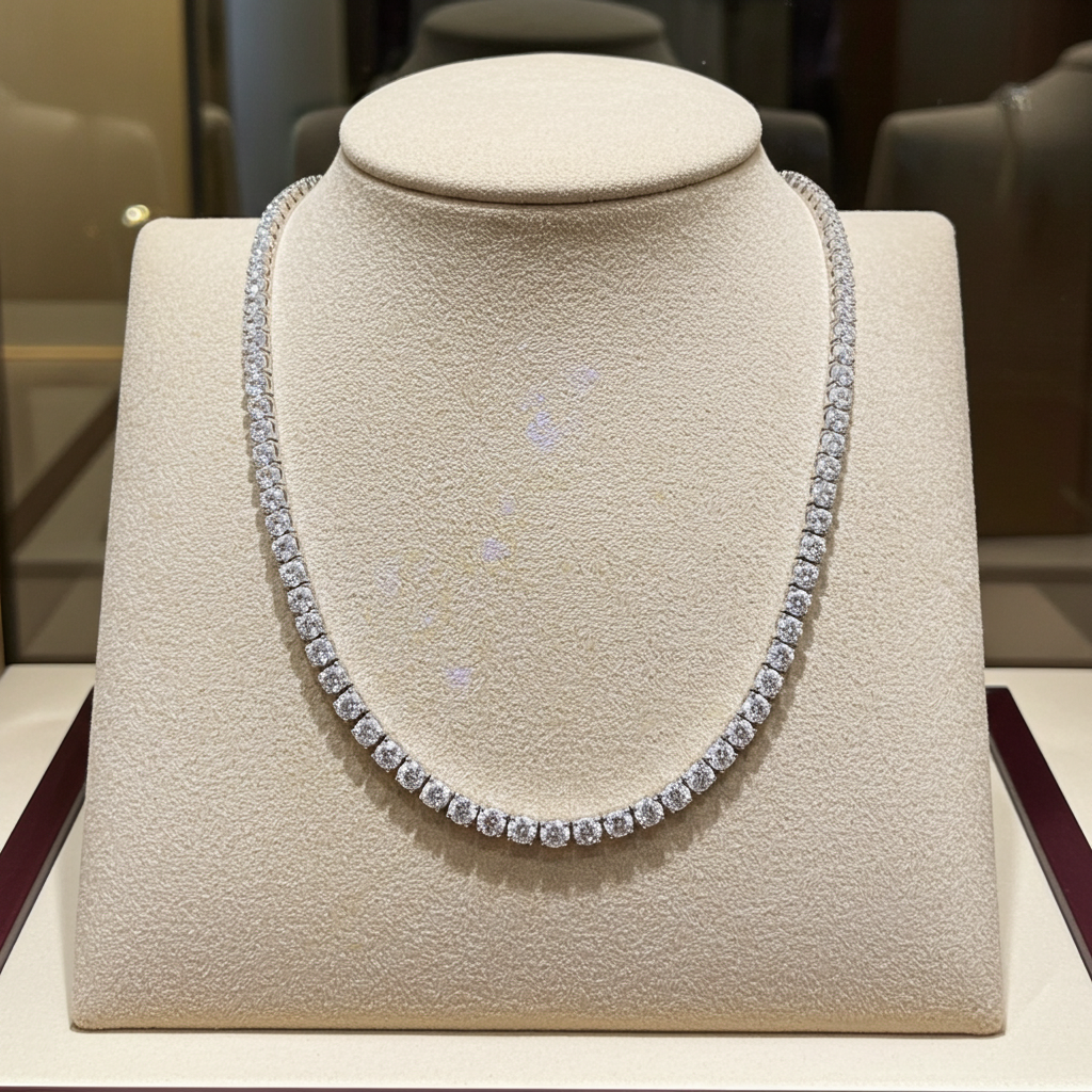 Collana tennis in oro e diamanti naturali 8.15ct certificato IGI