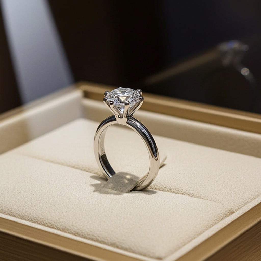 Anello solitario diamante naturale  0.50ct certificato IGI D IF