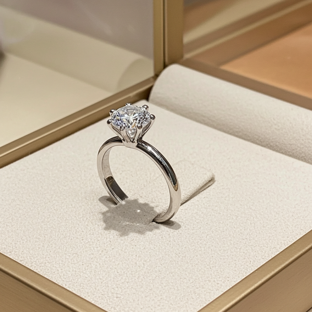 Anello solitario diamante naturale  0.15ct certificato IGI D IF