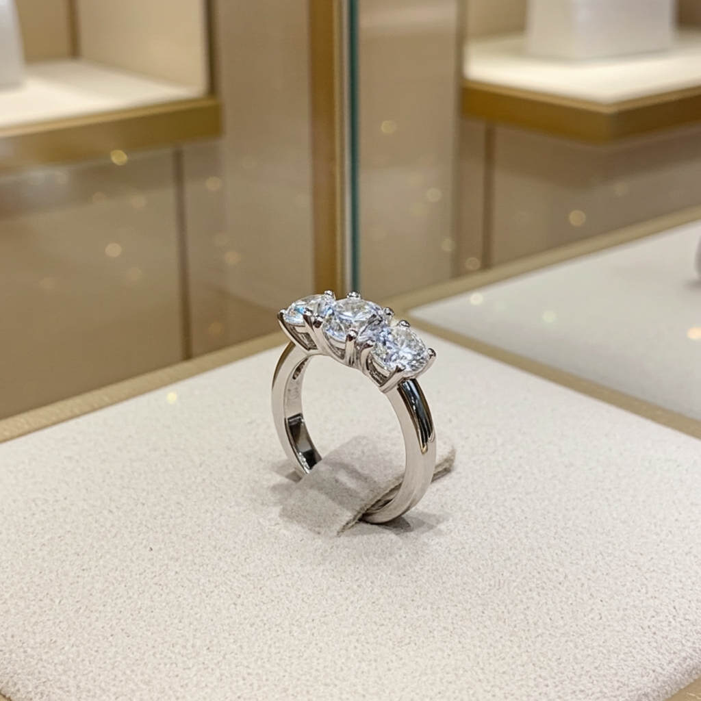 anello trilogy in oro bianco 18k con 3 diamanti naturali 1,50ct
