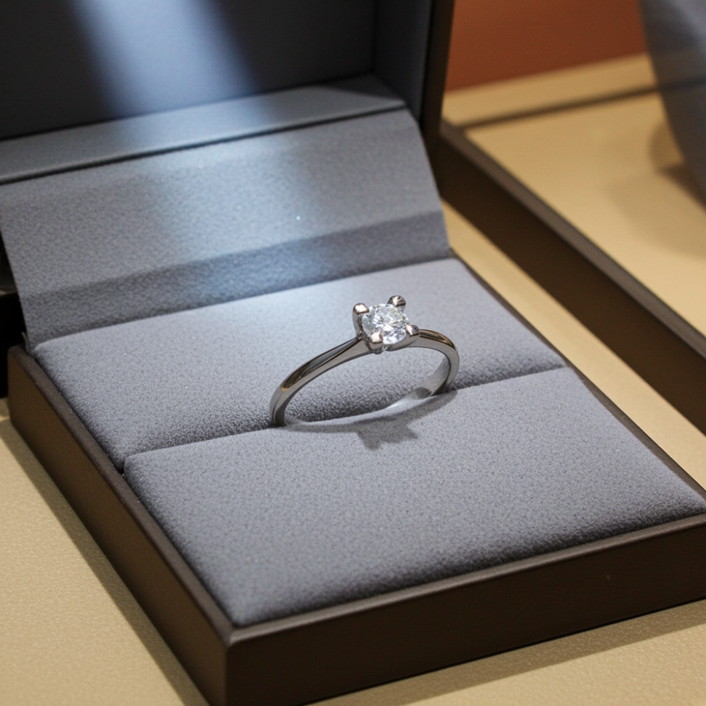 Anello solitario diamante naturale 0.20 ct certificato IGI D IF