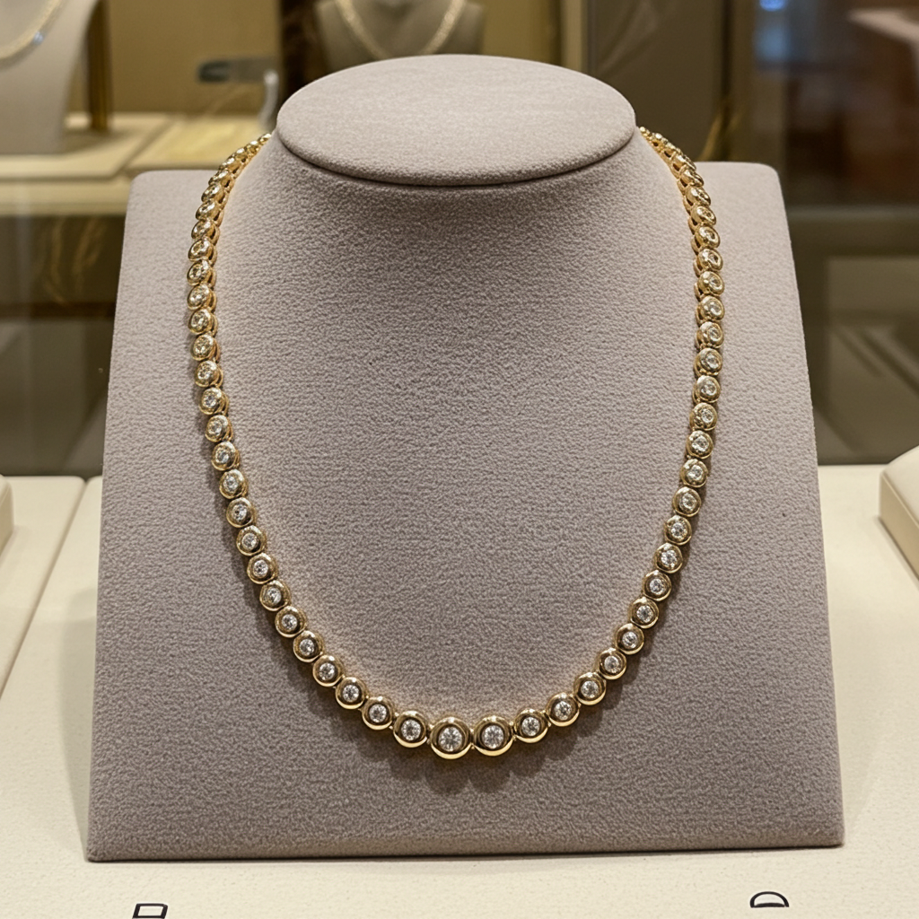 Collana collier  tennis a cipollina in oro e diamanti naturali 6.40ct