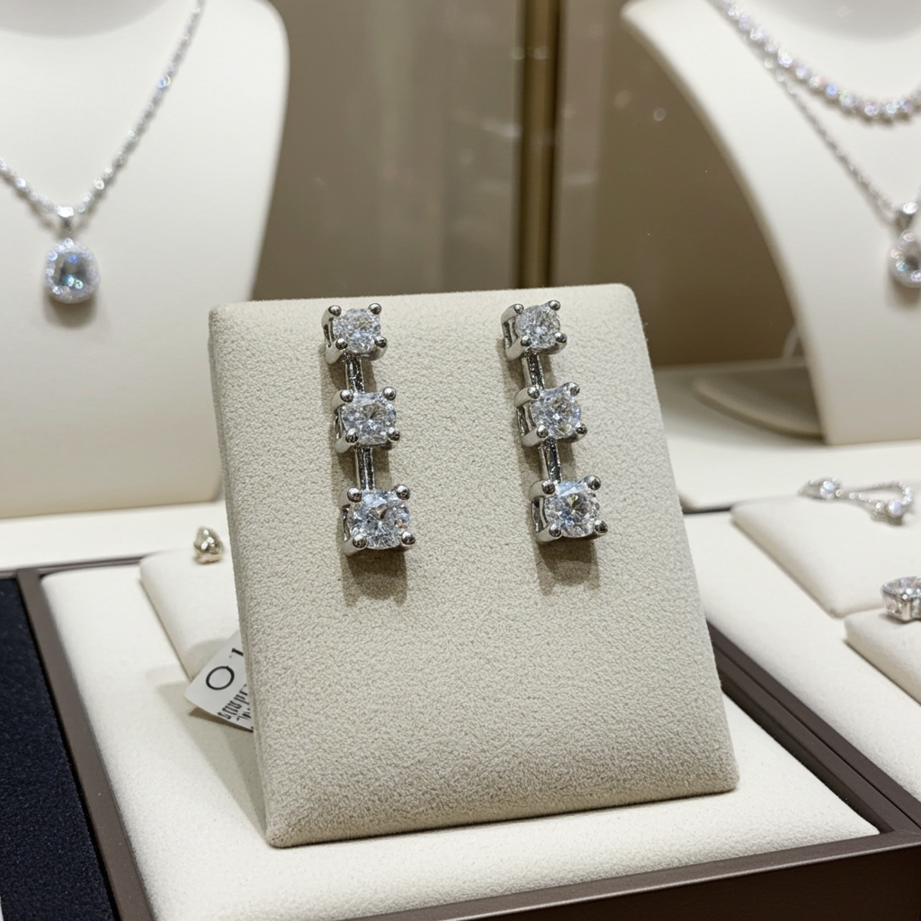Orecchini punto luce trilogy in oro bianco e diamanti naturali 0.60ct