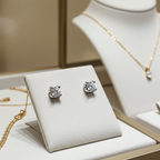 orecchini punto luce in oro bianco 18k e 2 diamanti naturali 0,20ct