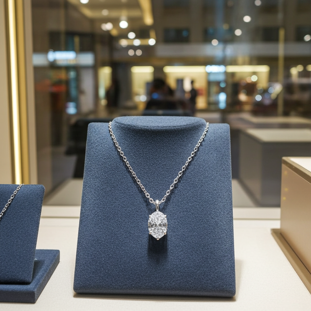 Collana  in oro 18k e diamante naturale pera certificato IGI 1.00ct D IF