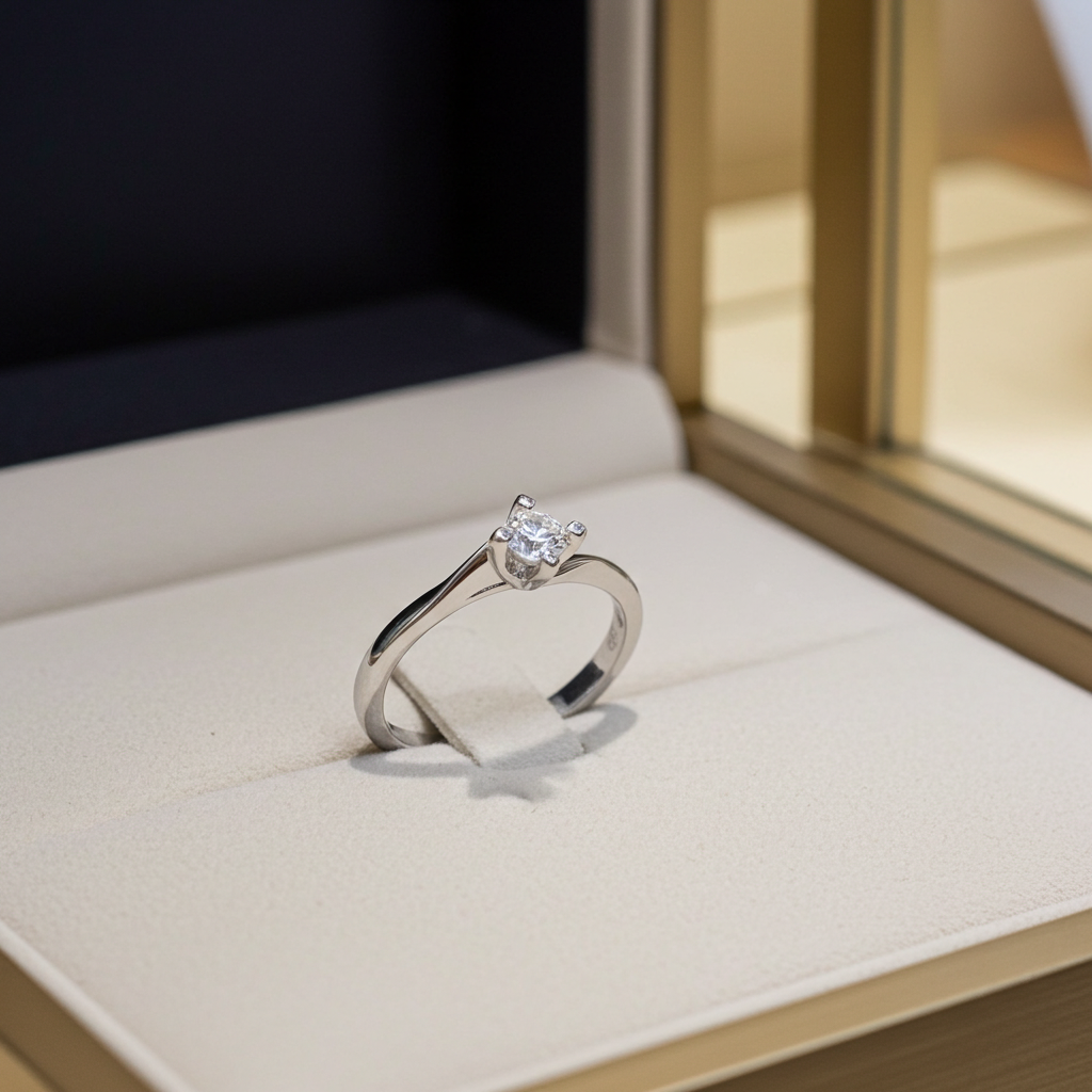 Anello solitario diamante naturale 1.20ct certificato IGI D VVS1