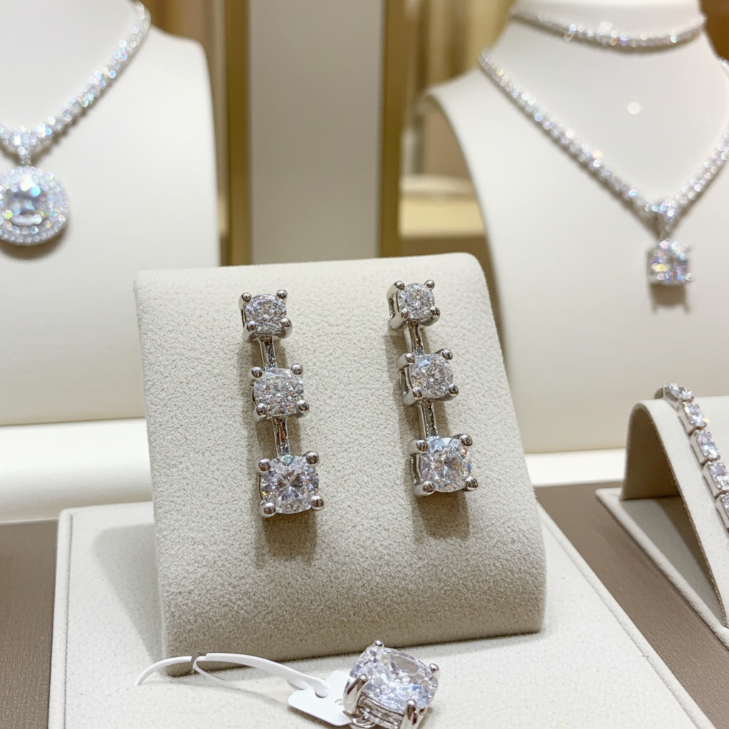Orecchini punto luce trilogy in oro bianco e diamanti naturali 0.30ct
