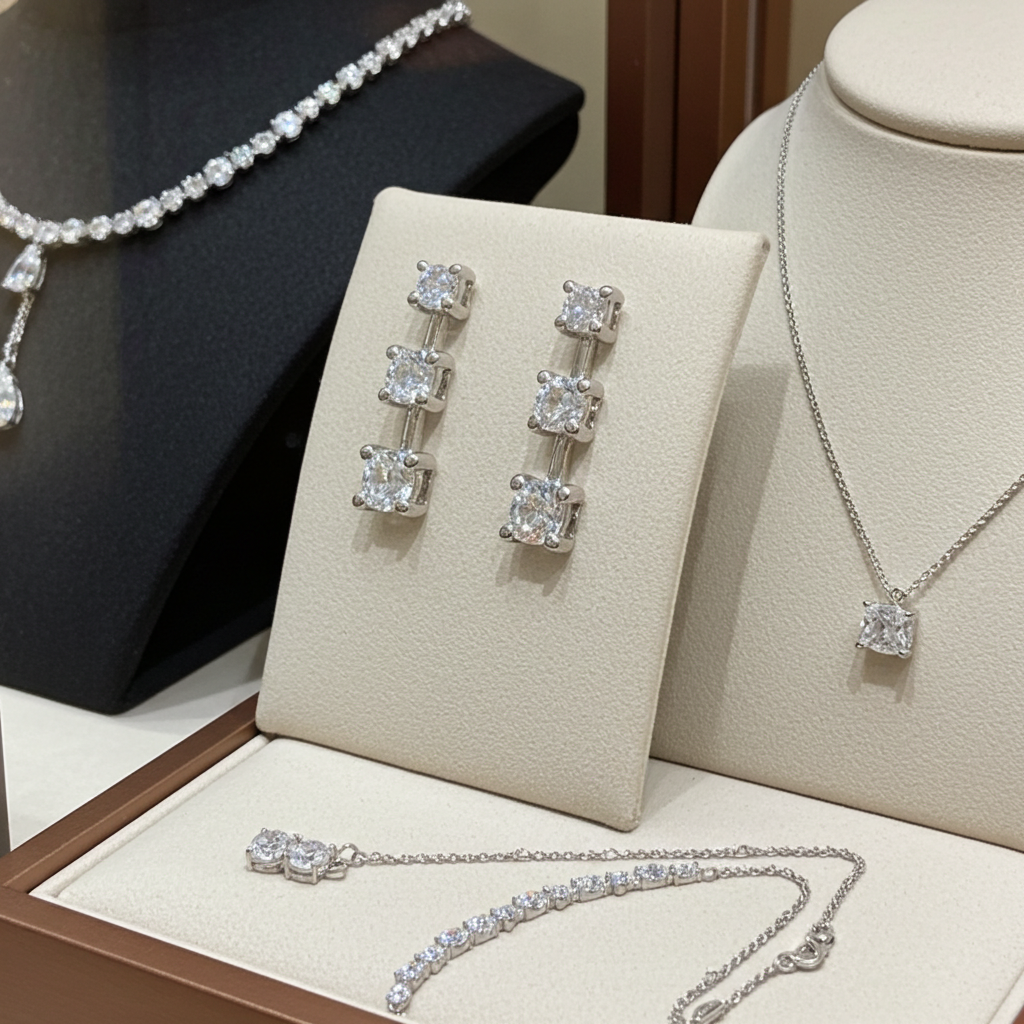 Orecchini punto luce trilogy in oro bianco e diamanti naturali 1.20ct