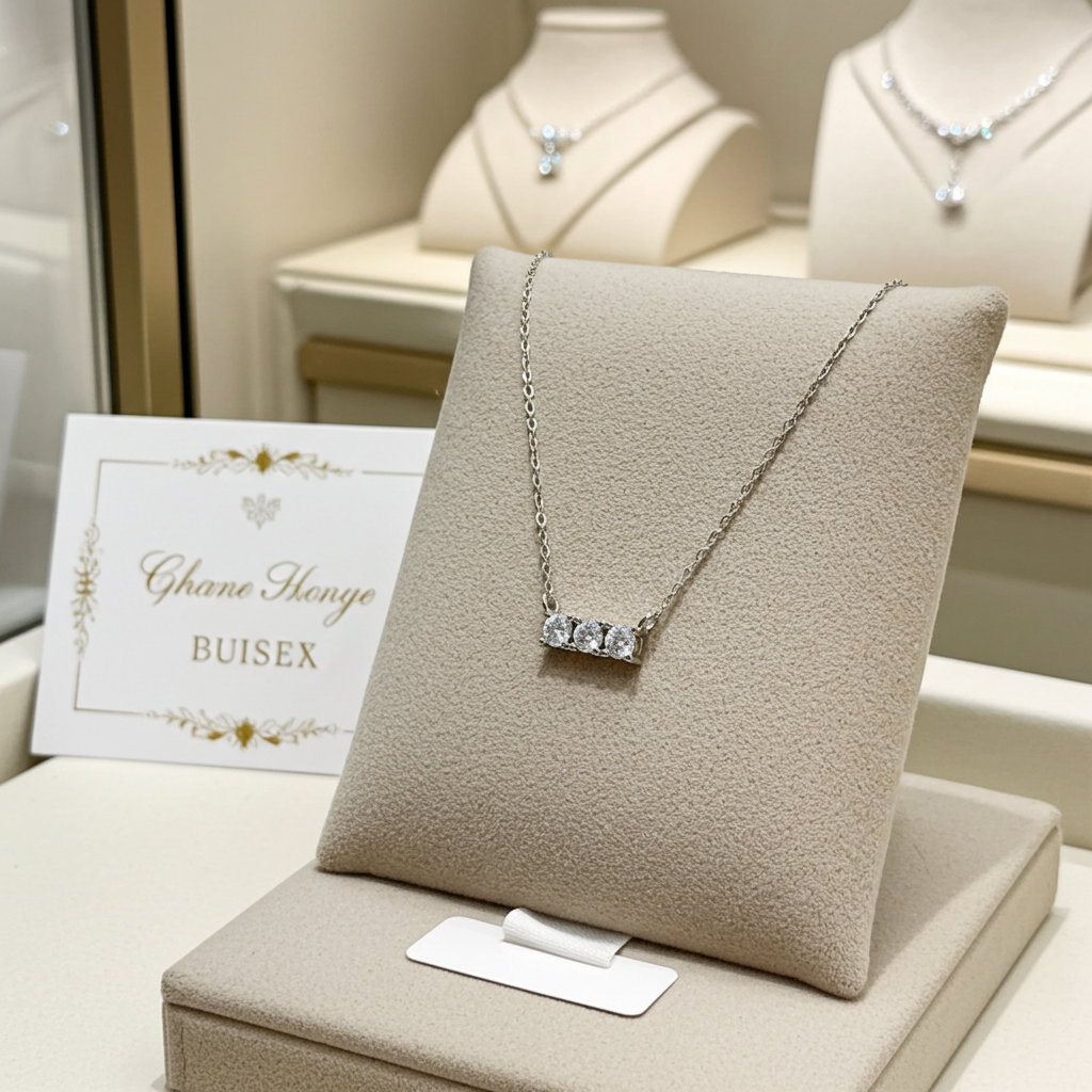 Collana Trilogy in oro bianco con 3 diamanti naturali 0,45 ct