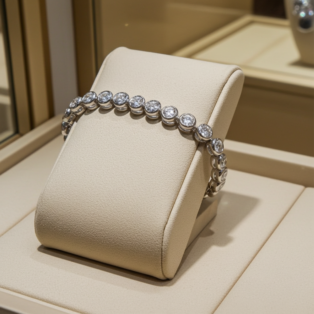 bracciale tennis a cipollina in oro bianco 18k e diamanti naturali 1,5 ct