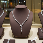Collana tennis in oro bianco 18k e diamanti naturali taglio pera 37.50ct