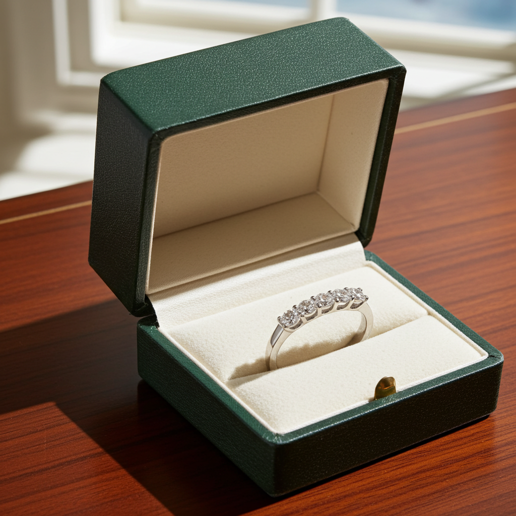Anello Riviera -1.00 ct -  5 Diamanti Naturali