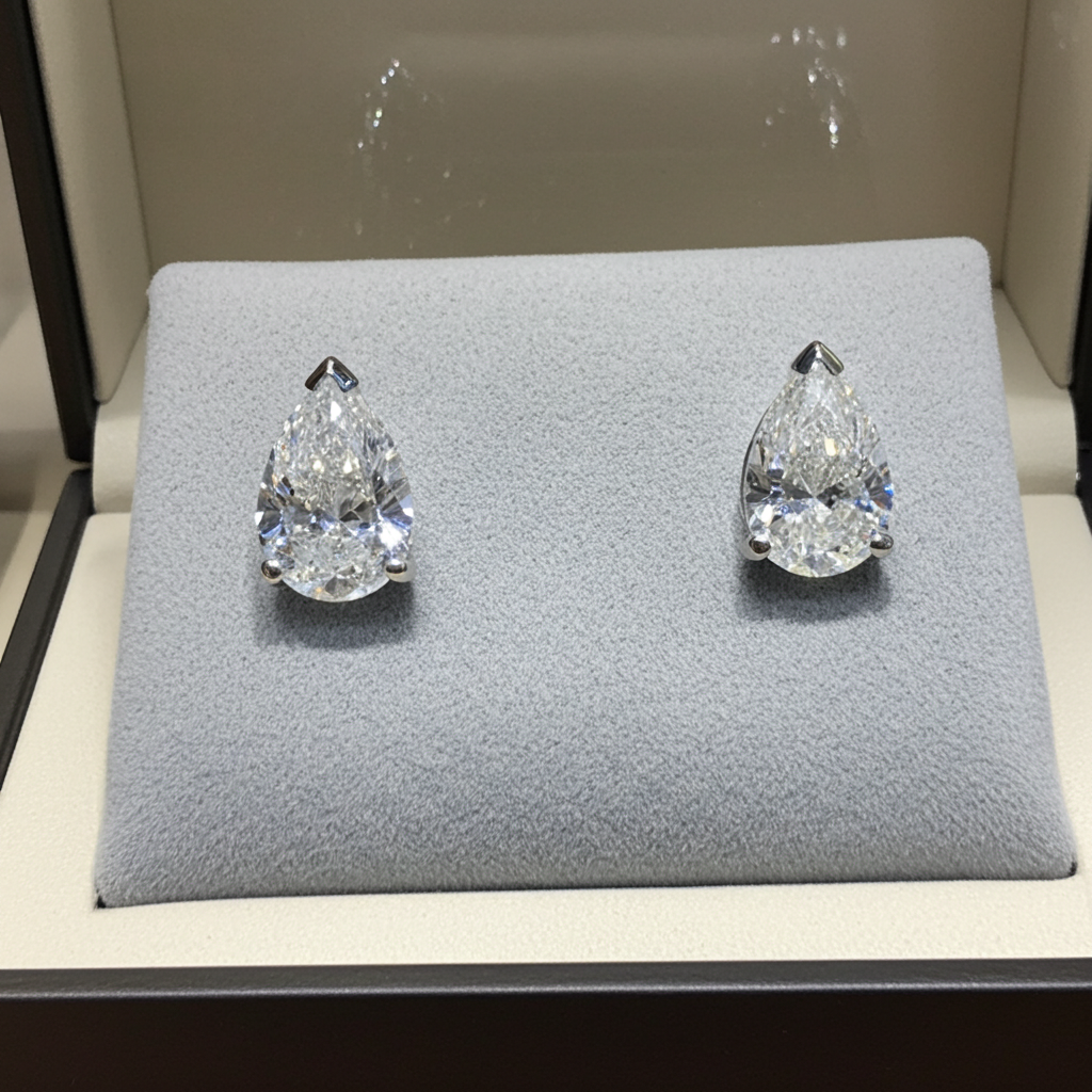 Orecchini - 18 carati Oro bianco - 0.44ct. tw. Diamante (Naturale) - Pera