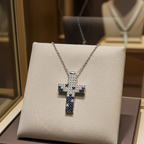 Collana con ciondolo - 18 carati Oro bianco - 2.62ct. Cw. Zaffiro - Diamante