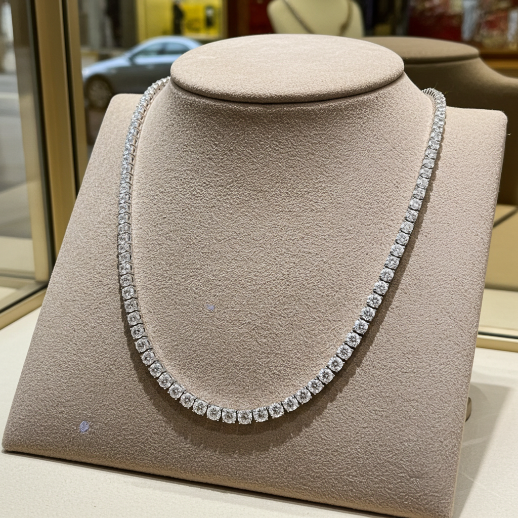 Collana tennis in oro e diamanti naturali 8.15ct certificato IGI
