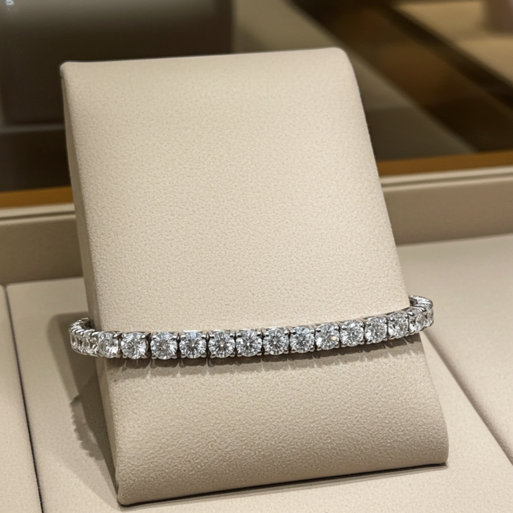 bracciale tennis in oro bianco 18k e diamanti naturali 10 ct