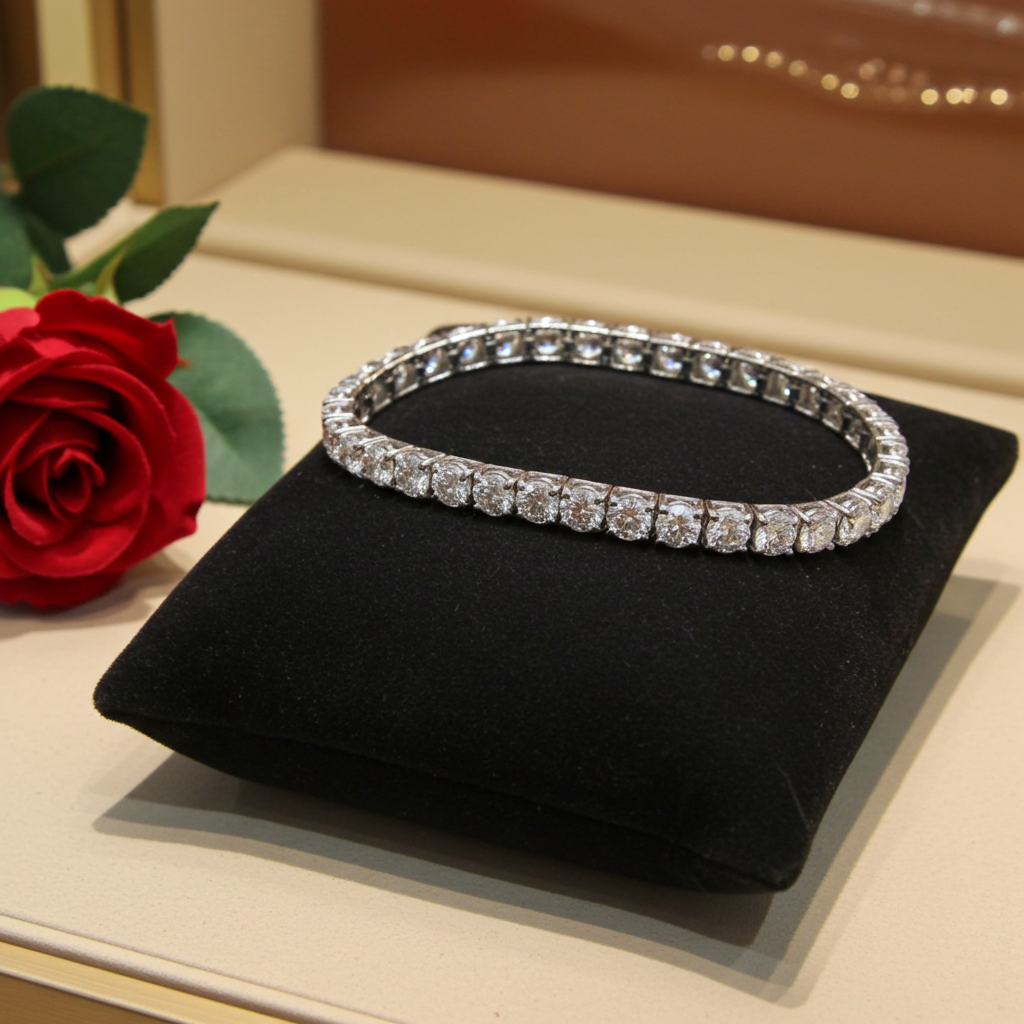 bracciale tennis in oro bianco 18k e diamanti naturali 10 ct