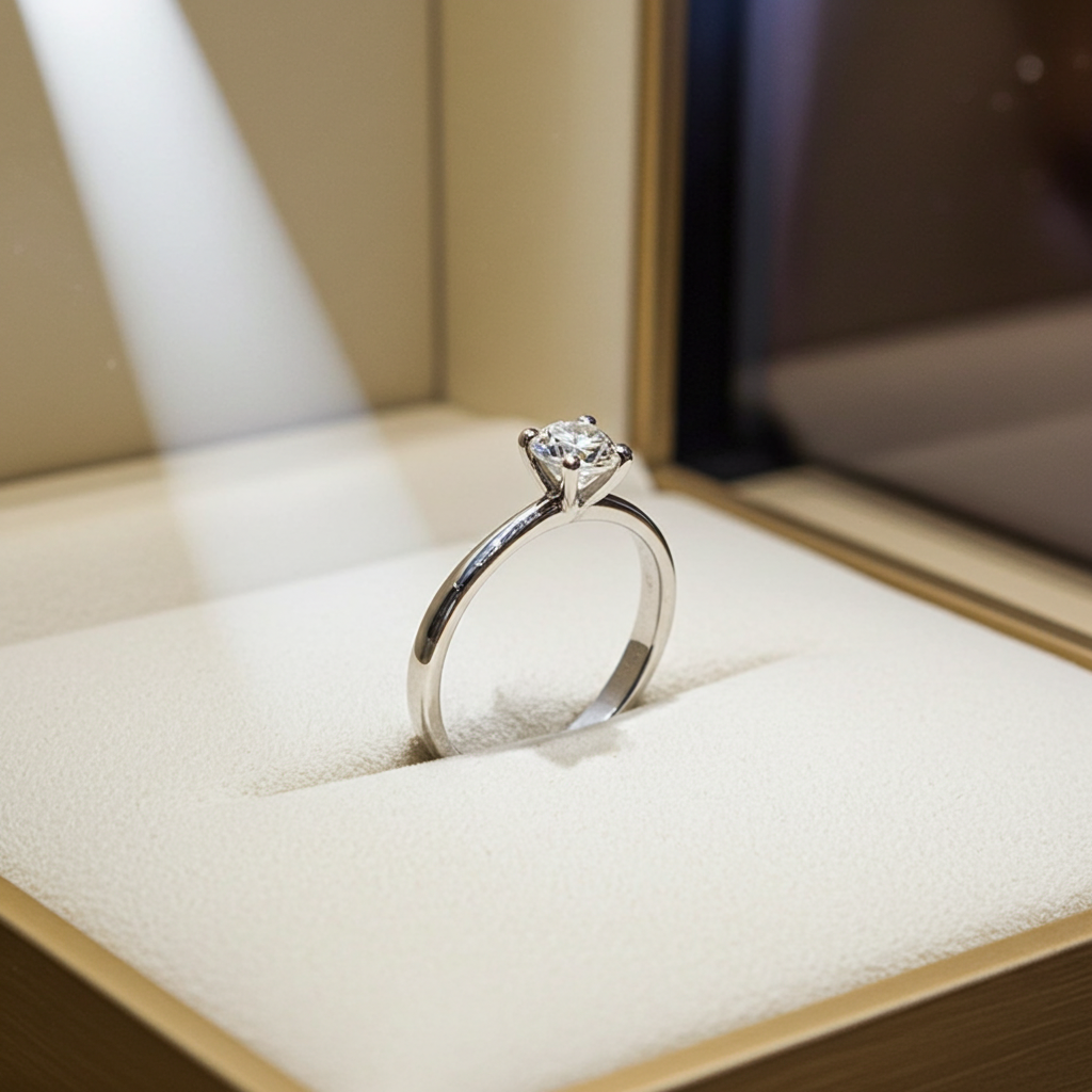 Anello Solitario - 18carati Oro bianco - 0.43ct. tw. Diamante (Naturale)