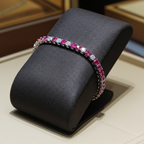 Bracciale tennis - Oro Bianco 18k -  3,50 ct Diamante Naturale e Rubini