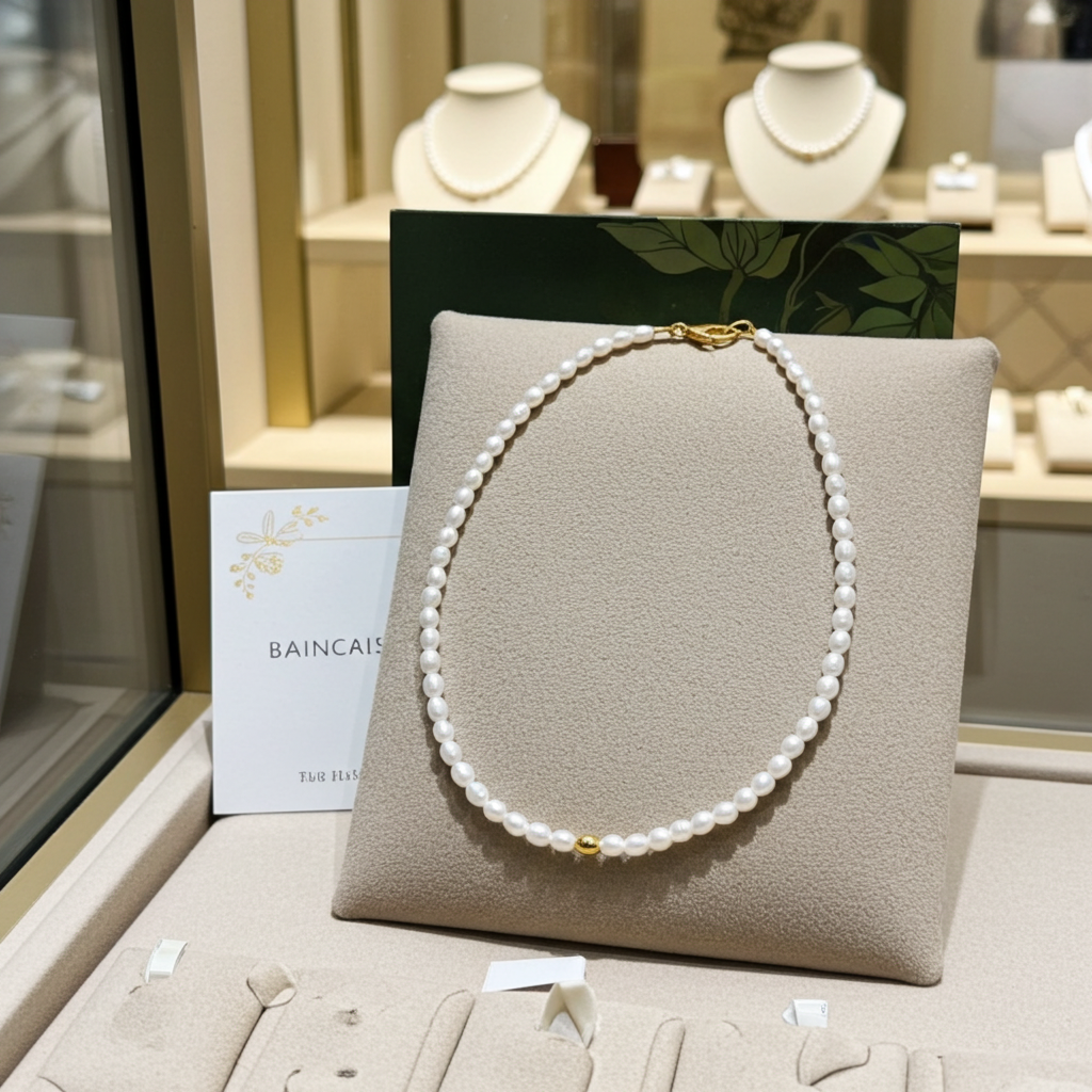 collana in oro bianco 18k e 1 fila di  perla naturale australiane 34cm
