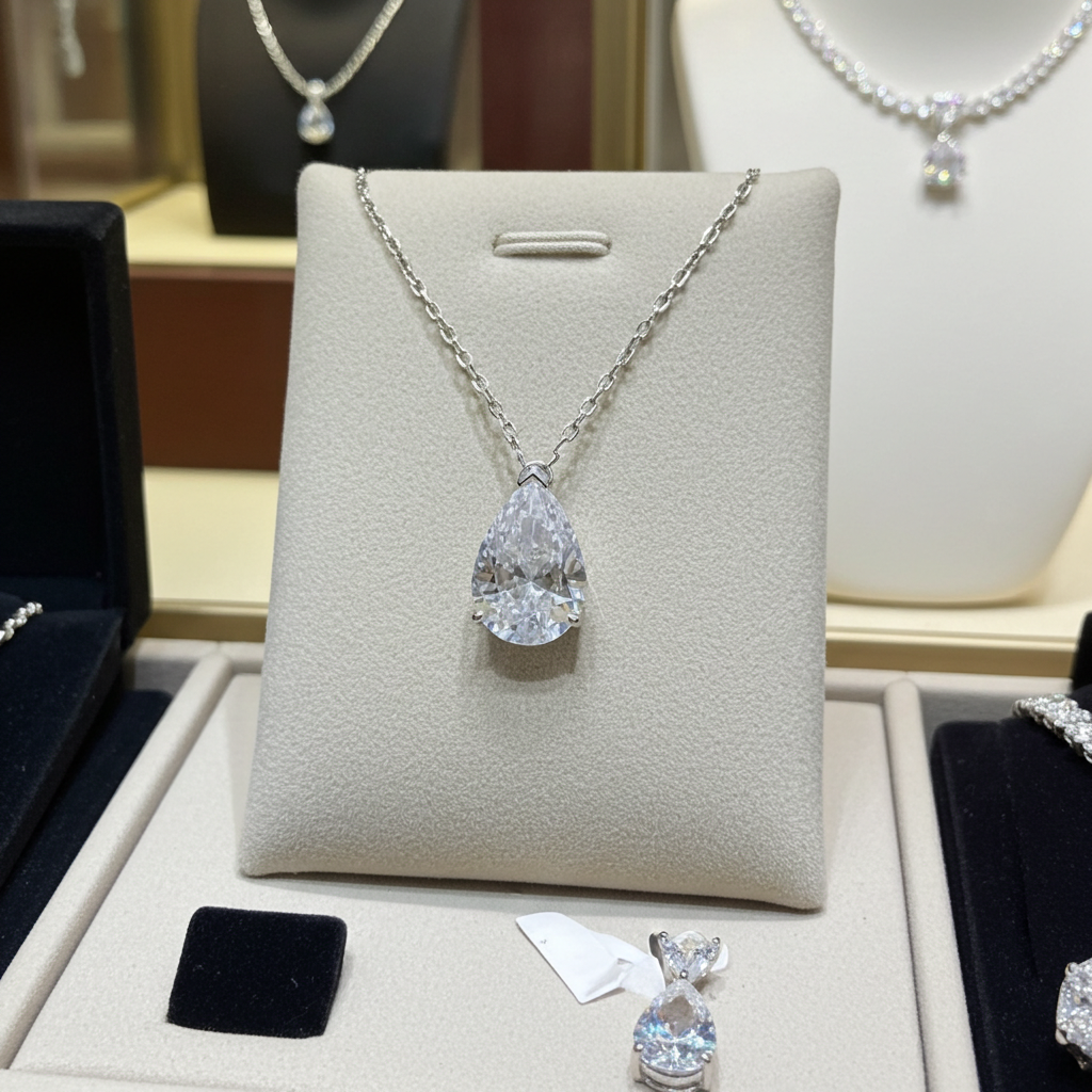 ciondolo punto luce taglio  gocce certificato HRD con diamante naturale 0,20ct