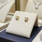 orecchini punto luce quadrato in oro giallo 18k e 2 diamante naturali 0,70 ct